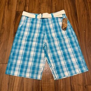 NEW Vintage Southpole Checkered Blue Canvas Y2K Hip Hop Skater Shorts Mens 36